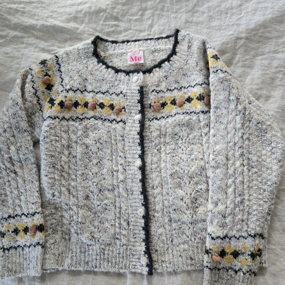 Women's Textured Cardigan in Cream and Black, Purchased From Roolee.  Size Small